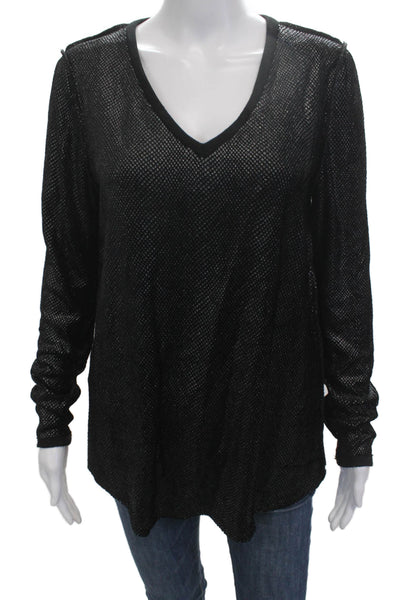 Lola & Sophie Women Basic V-Neck Black Sweater Long Sleeve Size S