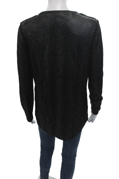 Lola & Sophie Women Basic V-Neck Black Sweater Long Sleeve Size S