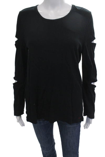 Philanthropy Womens Black Basic Long Sleeve T-Shirt 100% Cotton Size M