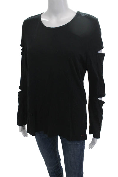 Philanthropy Womens Black Basic Long Sleeve T-Shirt 100% Cotton Size M