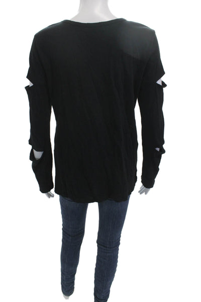 Philanthropy Womens Black Basic Long Sleeve T-Shirt 100% Cotton Size M