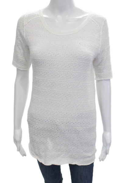 Pete Womens White Basic Tunic T Shirt Short Sleeve Size L