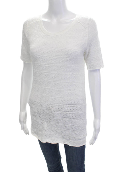 Pete Womens White Basic Tunic T Shirt Short Sleeve Size L