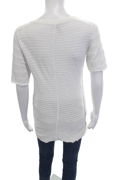 Pete Womens White Basic Tunic T Shirt Short Sleeve Size L