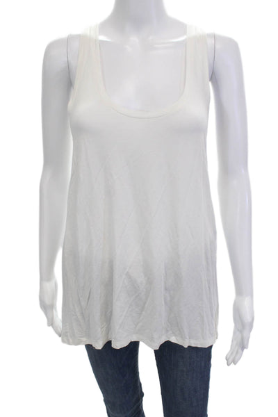 Vince Women Sleeveless Basic Tank White Round Neck Micro Modal Size M