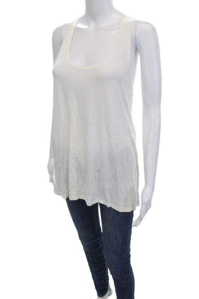 Vince Women Sleeveless Basic Tank White Round Neck Micro Modal Size M