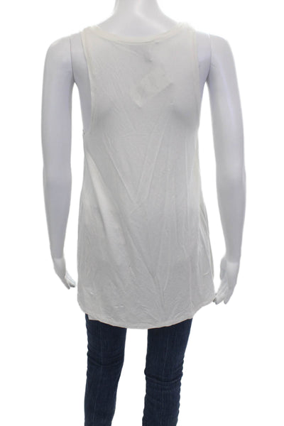 Vince Women Sleeveless Basic Tank White Round Neck Micro Modal Size M