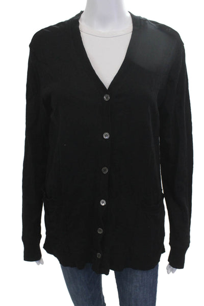 Wilt Womens Cardigan Black V-Neck Button 100% Cotton Long Sleeve Size M