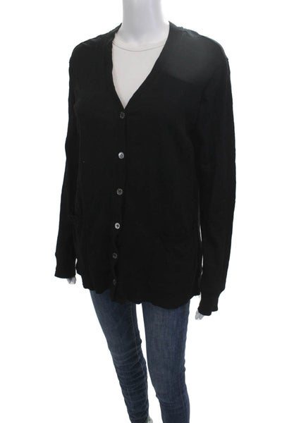 Wilt Womens Cardigan Black V-Neck Button 100% Cotton Long Sleeve Size M