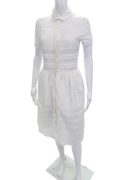 Chinti & Parker Women Shirt Dress White Cotton Short Sleeve Collared Size XS