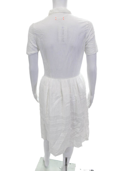 Chinti & Parker Women Shirt Dress White Cotton Short Sleeve Collared Size XS