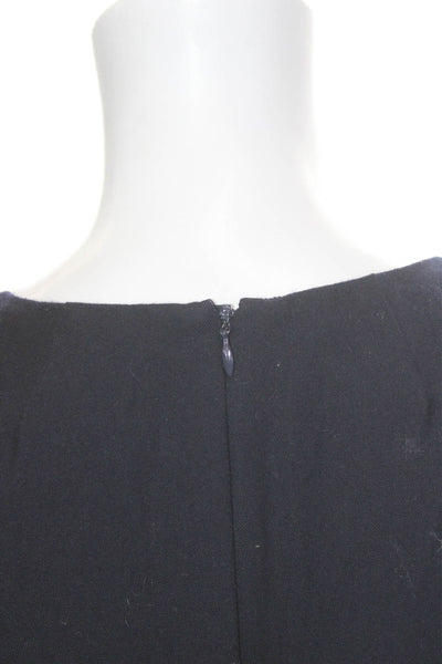 J Crew Women Sheath Dress Black Wool V Neck Knee Length Sleeveless Zip Size 2P