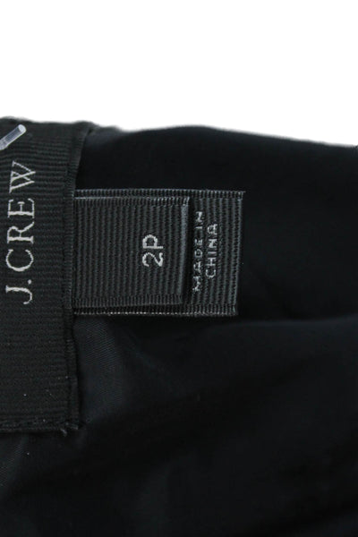 J Crew Women Sheath Dress Black Wool V Neck Knee Length Sleeveless Zip Size 2P
