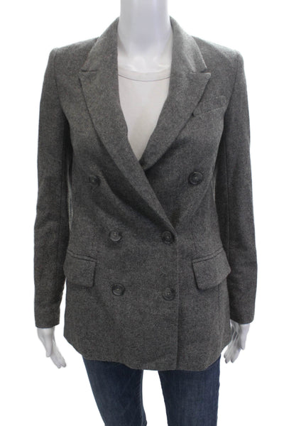 Babaton Womens Gray Herringbone Wool Blazer Size 00 Petite