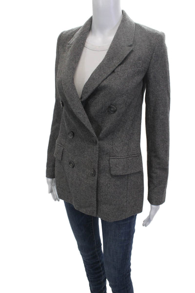 Babaton Womens Gray Herringbone Wool Blazer Size 00 Petite