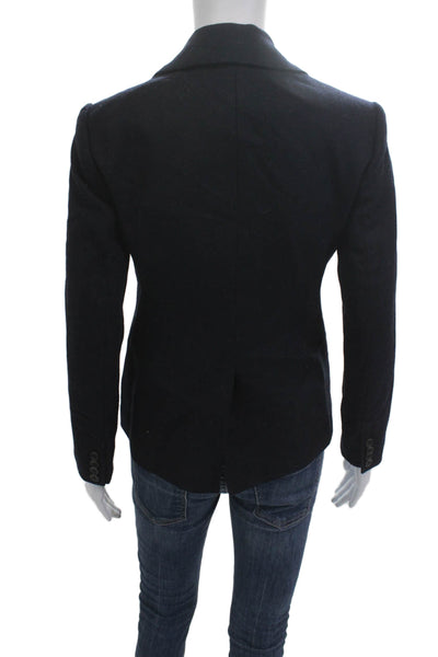 Everlane Women Dark Blue Wool Blend Blazer Collared Button Long Sleeve Size 00