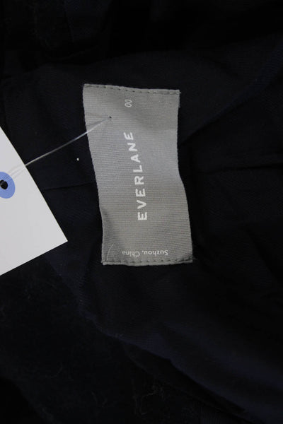 Everlane Women Dark Blue Wool Blend Blazer Collared Button Long Sleeve Size 00