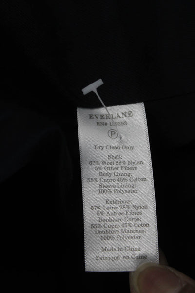 Everlane Women Dark Blue Wool Blend Blazer Collared Button Long Sleeve Size 00