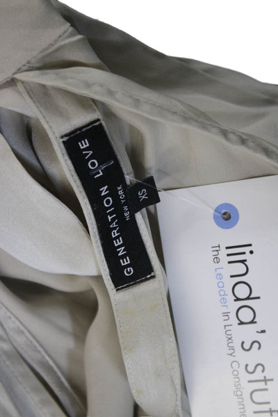 Generation Love Womens Beige Silk Mock Neck Sleeveless Tie Blouse Size XS