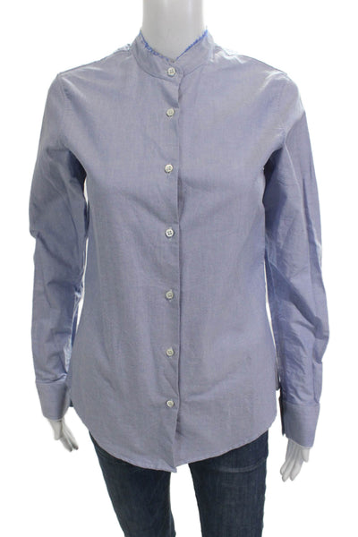 Barneys New York Womens Light Blue Cotton Button-Up Long Sleeve Top Size 38