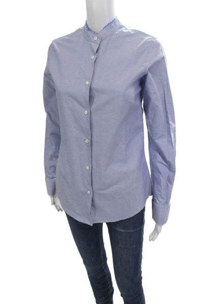 Barneys New York Womens Light Blue Cotton Button-Up Long Sleeve Top Size 38