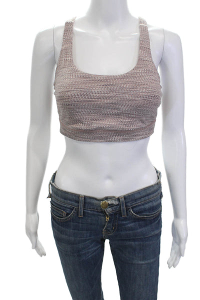 Lululemon Womens Striped Strappy Back Sports Bra Pink Purple Size 8