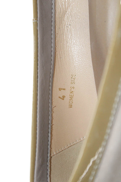 Tods Women's Embellish Bow Suede Kitten Heel Shoes Beige Size 41.5