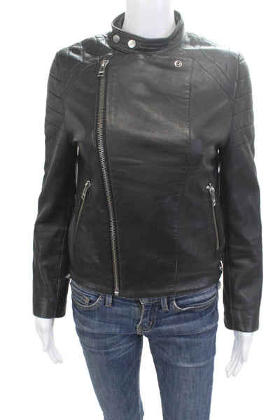 Zadig & Voltaire Womens Biker Jacket Black Cotton Size S