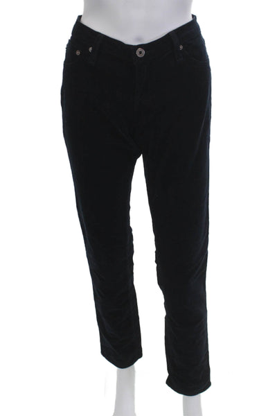 AG Womens Cropped Ankle Pants Black Button Size 28