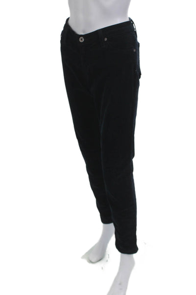AG Womens Cropped Ankle Pants Black Button Size 28