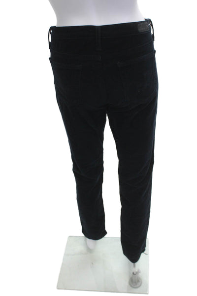 AG Womens Cropped Ankle Pants Black Button Size 28