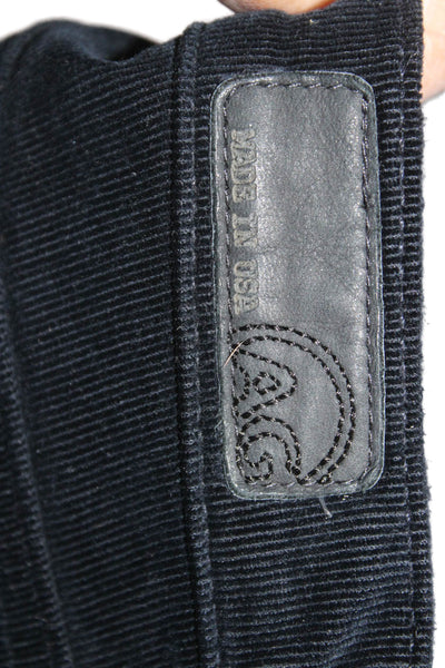 AG Womens Cropped Ankle Pants Black Button Size 28