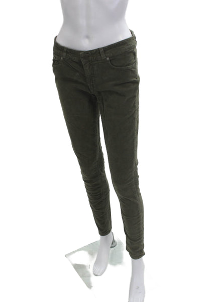 Paige Womens Army Green Ankle Pants Button 97% Cotton 3% Elastane Size 28