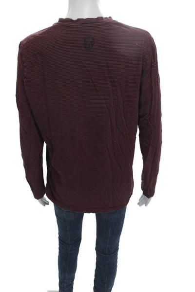 Zadig & Voltaire Mens Striped Crewneck Long Sleeve T-Shirt Gray Size M