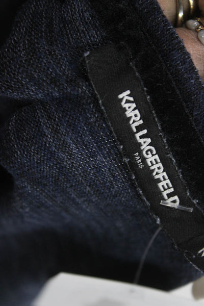 Karl Lagerfeld Mens Pullover Sweater Dark Blue Long Sleeve Crew Neck Size M