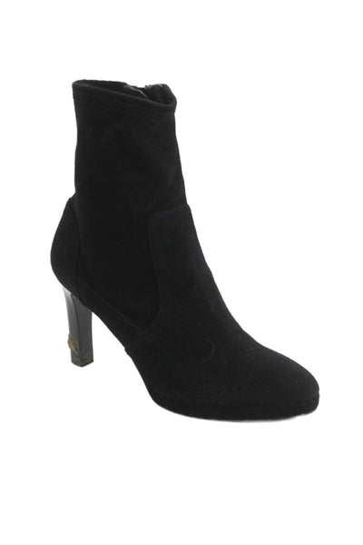 Aquatalia Womens Suede Zip Up Reyna Ankle Boots Black Size 8 Medium