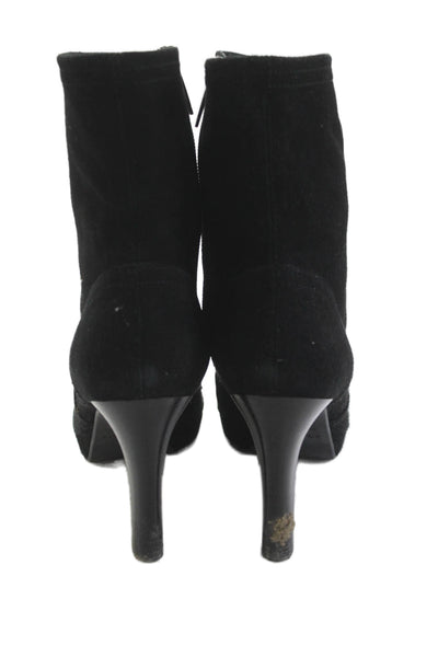 Aquatalia Womens Suede Zip Up Reyna Ankle Boots Black Size 8 Medium