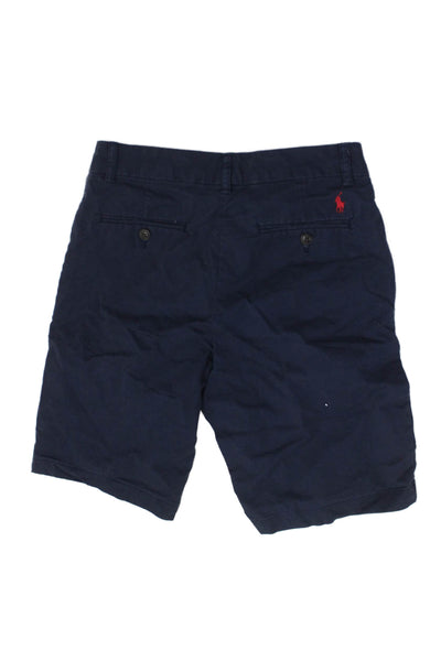 Polo Ralph Lauren Boys Flat Front Button Waist Shorts Navy Blue Size 16