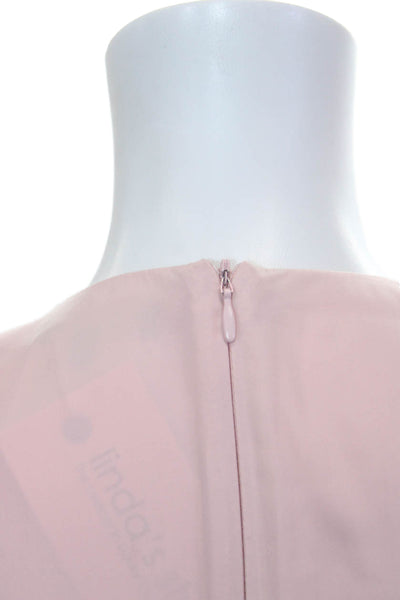 1 State Womens Fit & Flare Mini Pink V-Neck Short Sleeve Dress Zip Size S