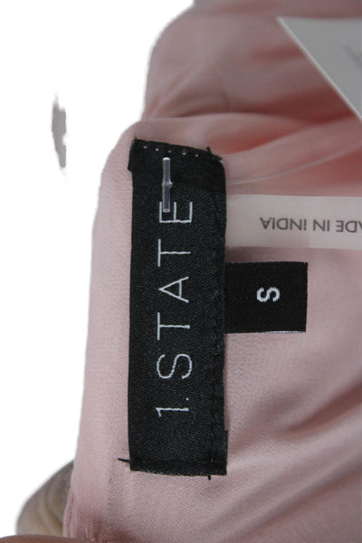 1 State Womens Fit & Flare Mini Pink V-Neck Short Sleeve Dress Zip Size S