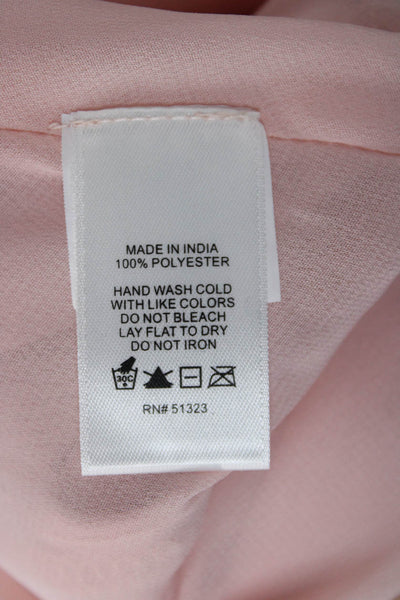 1 State Womens Fit & Flare Mini Pink V-Neck Short Sleeve Dress Zip Size S