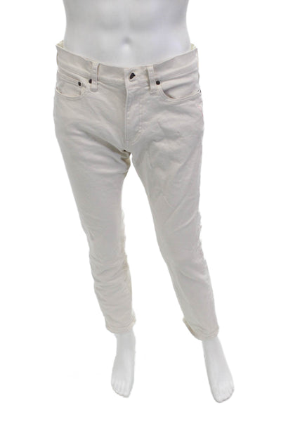 J Crew Mens White Skinny Ankle Jeans Button Fly Size 32