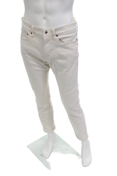 J Crew Mens White Skinny Ankle Jeans Button Fly Size 32