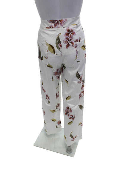 Rangel Women Dress Pants White Floral Cotton Blend Size L