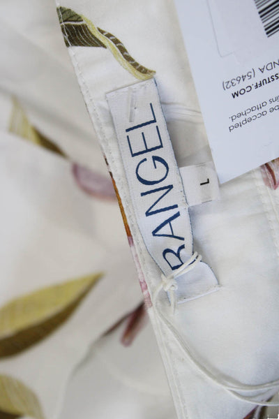 Rangel Women Dress Pants White Floral Cotton Blend Size L
