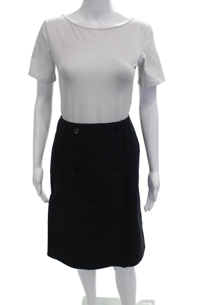 Dondup Womens Dark Blue A-Line Knee Length Skirt 98% Cotton 2% PU Size 42