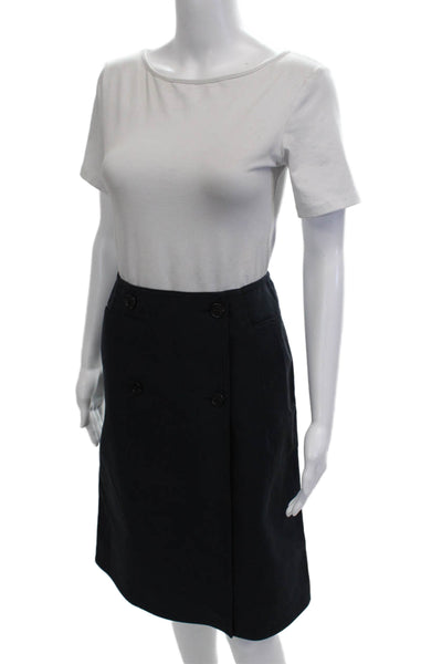 Dondup Womens Dark Blue A-Line Knee Length Skirt 98% Cotton 2% PU Size 42