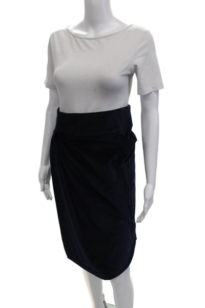 Topshop Womens Straight Pencil Wrap Dark Blue Leather Skirt Size 12