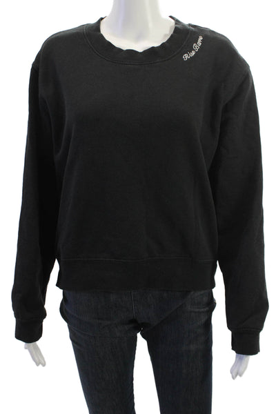 Z Supply Womens Pullover Sweatshirt Black Size L