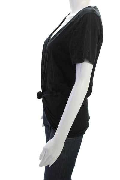J Crew Womens V-Neck Short Sleeve Basic T-Shirt Black 100% Cotton Size XL
